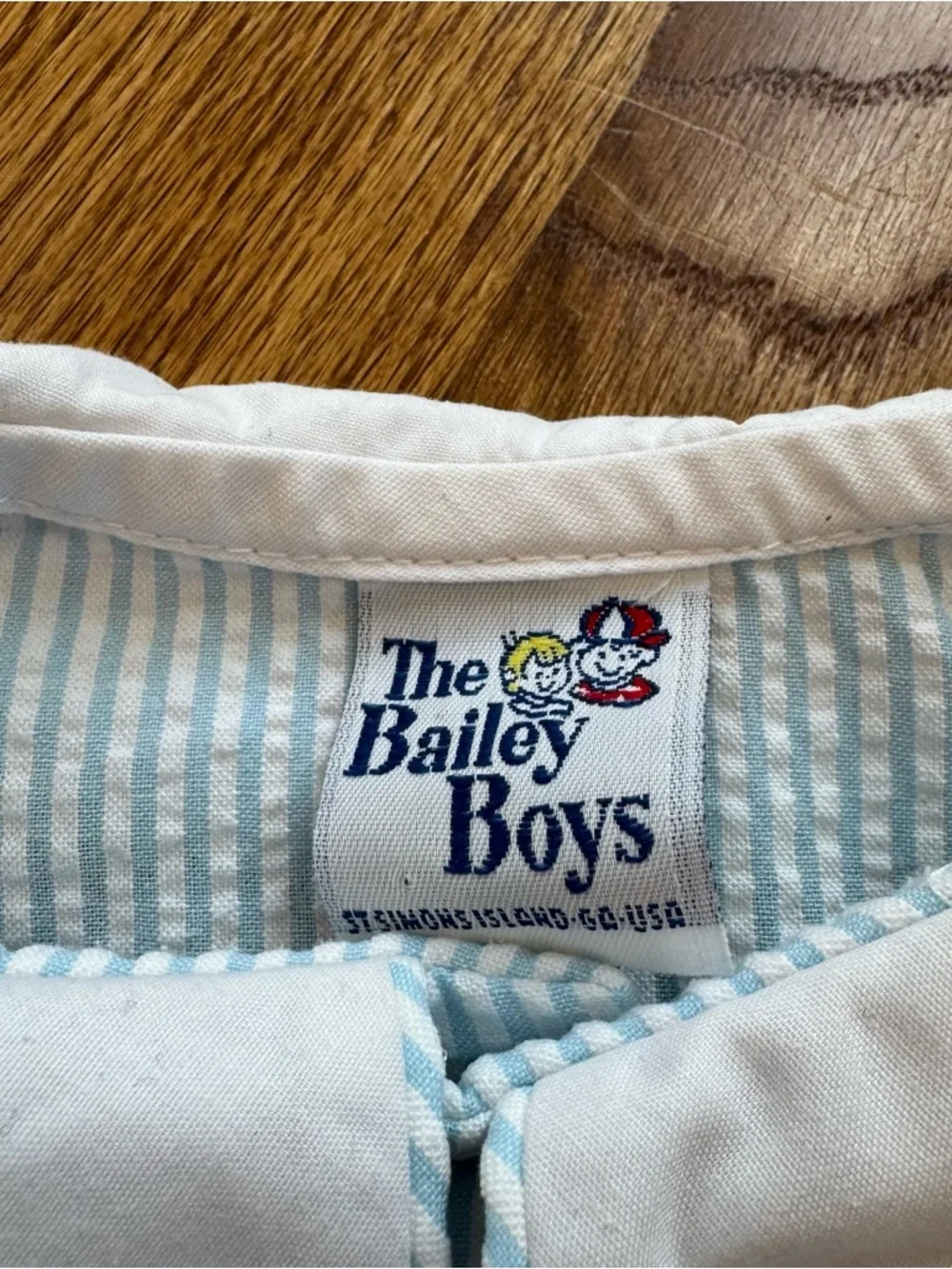 Bailey boys Light Blue Seersucker Two-Piece Set with White Peter Pan Collar - Picture 10 of 11